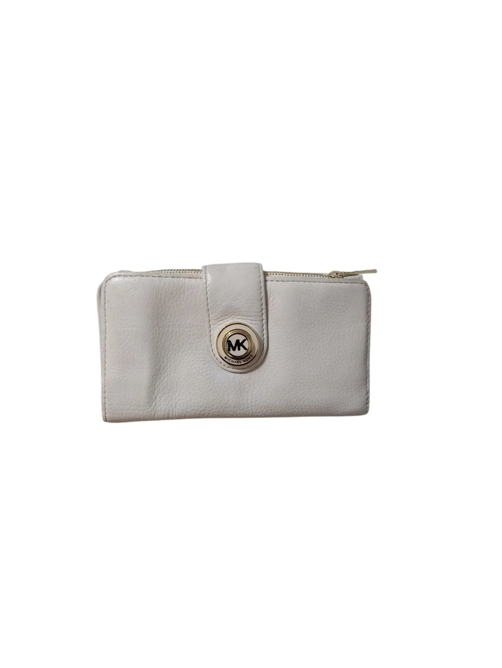 Michael Kors White Leather Snap Continental Wallet